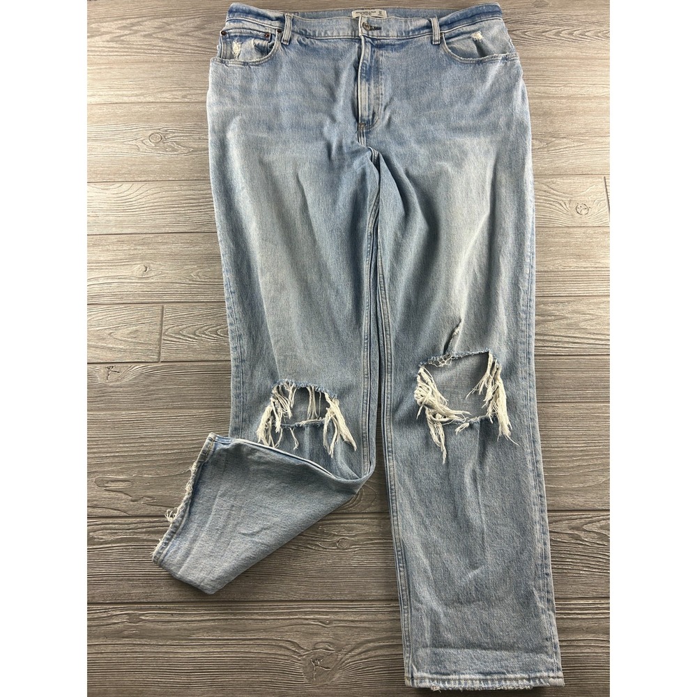 Abercrombie & Fitch The 90s Straight Ultra High Rise Jeans Blue 34/18L Ripped